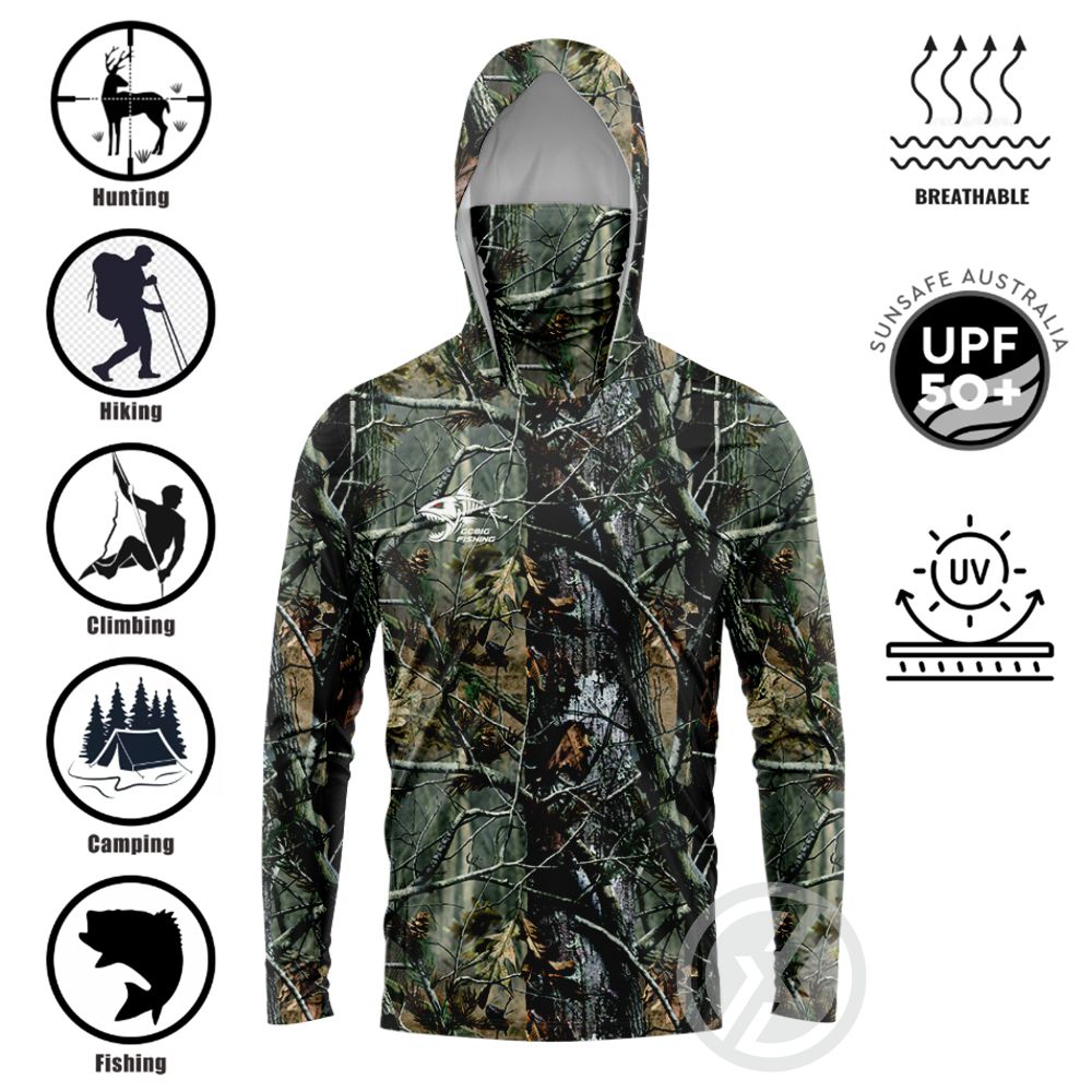Summer Clothing Men - UPF50+ Angelhemd mit Kapuze, integrierter Gesichtsabdeckung,