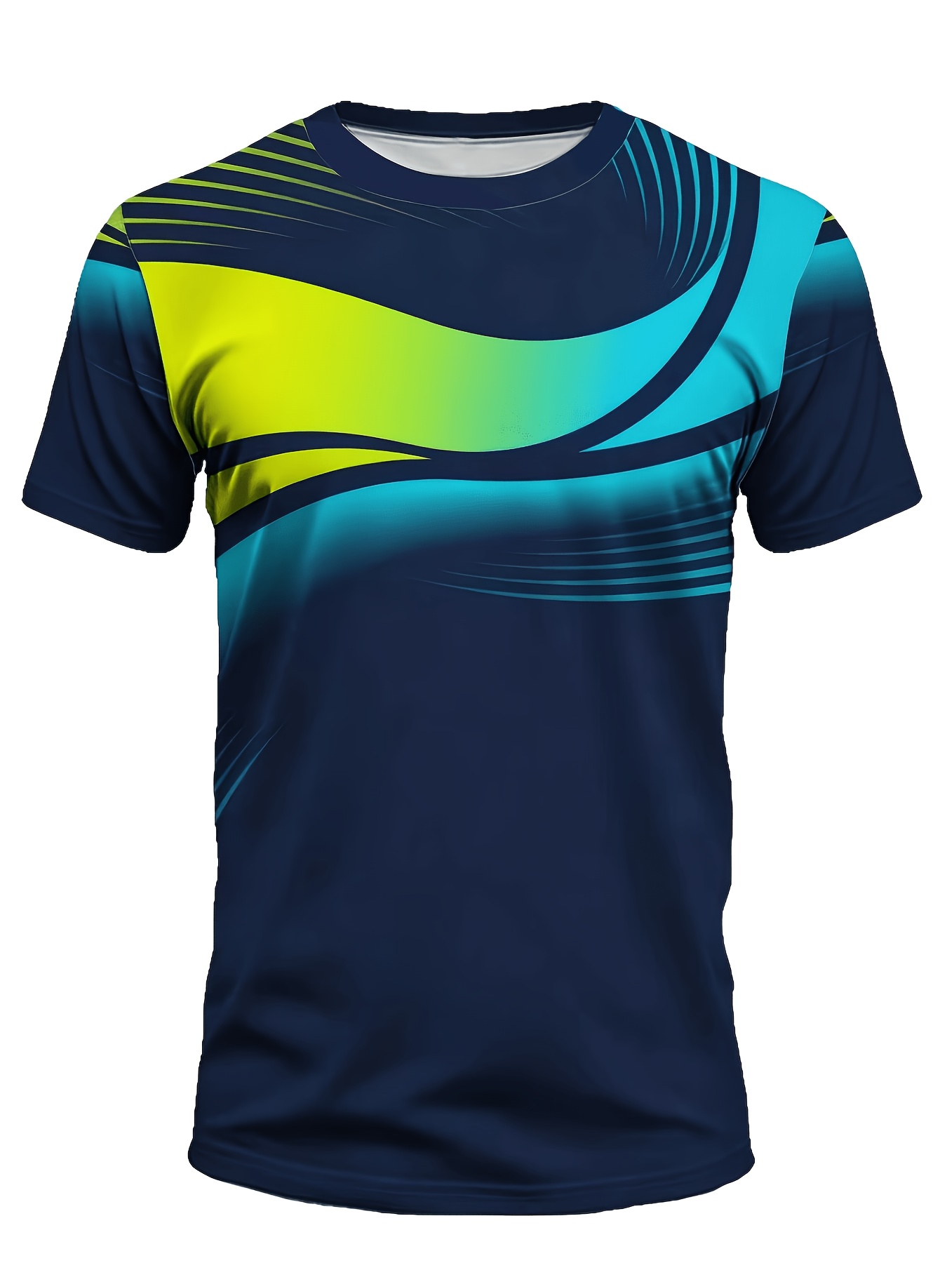 Summer Gym Clothing - Herren Hochelastisches Schnelltrocknendes Sport-Kompressionsshirt mit Farbverlauf-Linien-Print