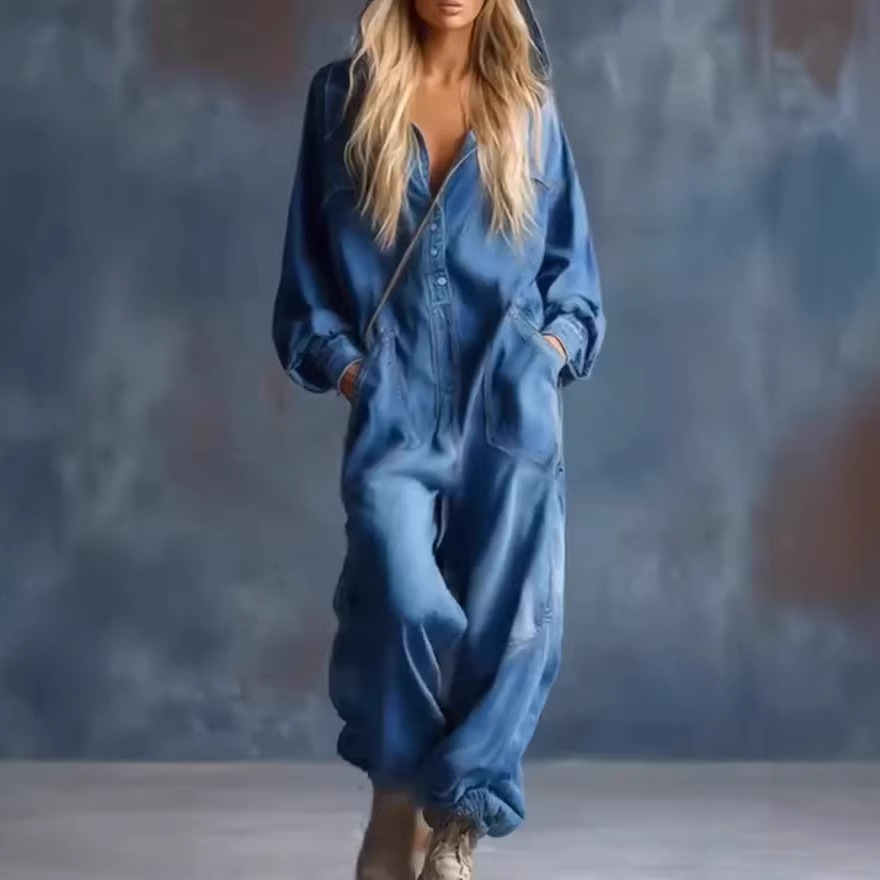 Summer Clothing Work - Damen-Jumpsuits Einteiler mit Langen Ärmeln und