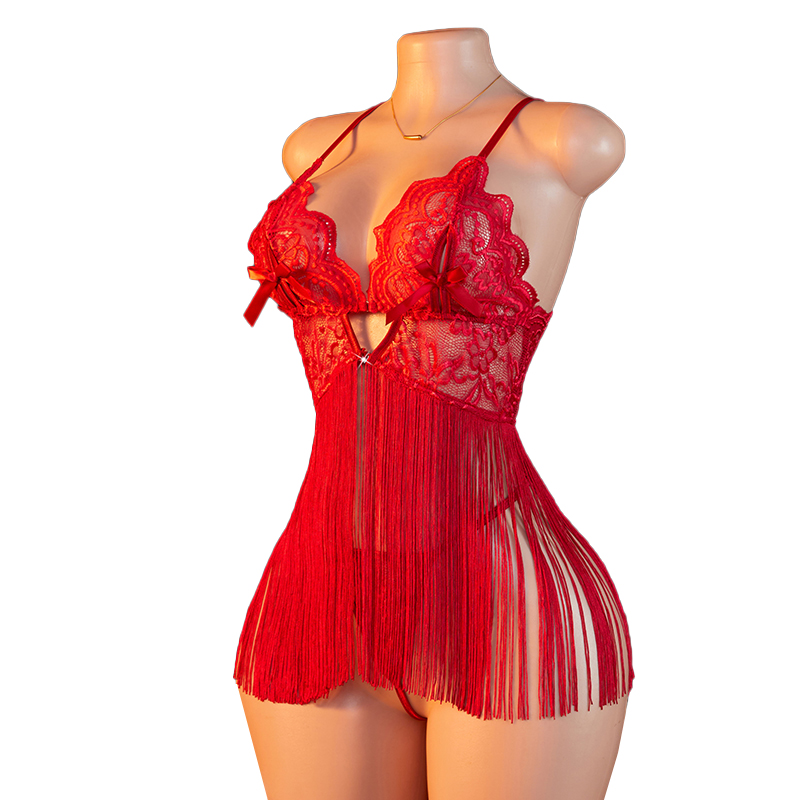 Summer Clothing For Women - Transparente Spitzen-Dessous für Damen: Rotes Trägerkleid