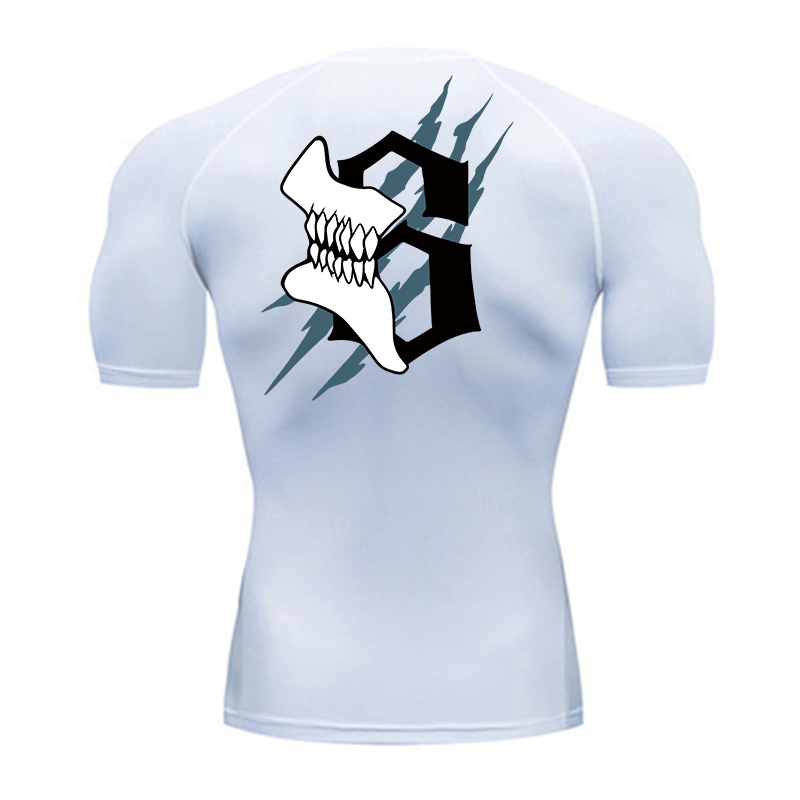 Summer Gym Clothing - Kurzarm-Kompressionsshirts mit Totenkopf-Nummer-Aufdruck für Herren, Sommer,