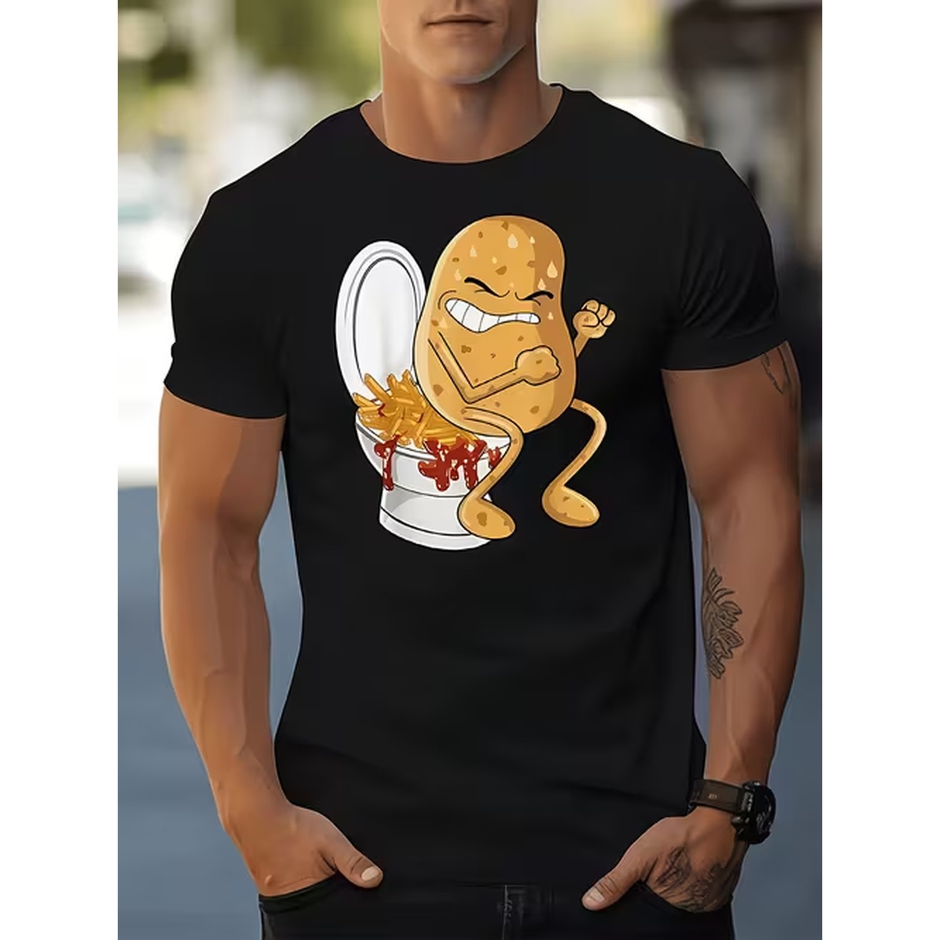 Summer Clothing Images - Produktbild Lustig Bedrucktes Herren-Freizeit-T-Shirt Street-Style Herrenbekleidung