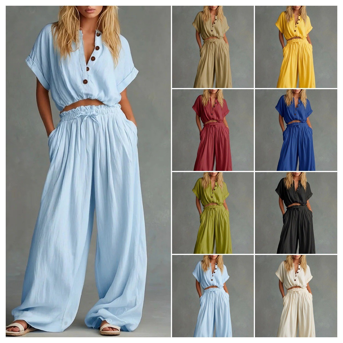 2-teiliges Set für Damen, Blus – Crop Blouse Linen Bewertung und Preis