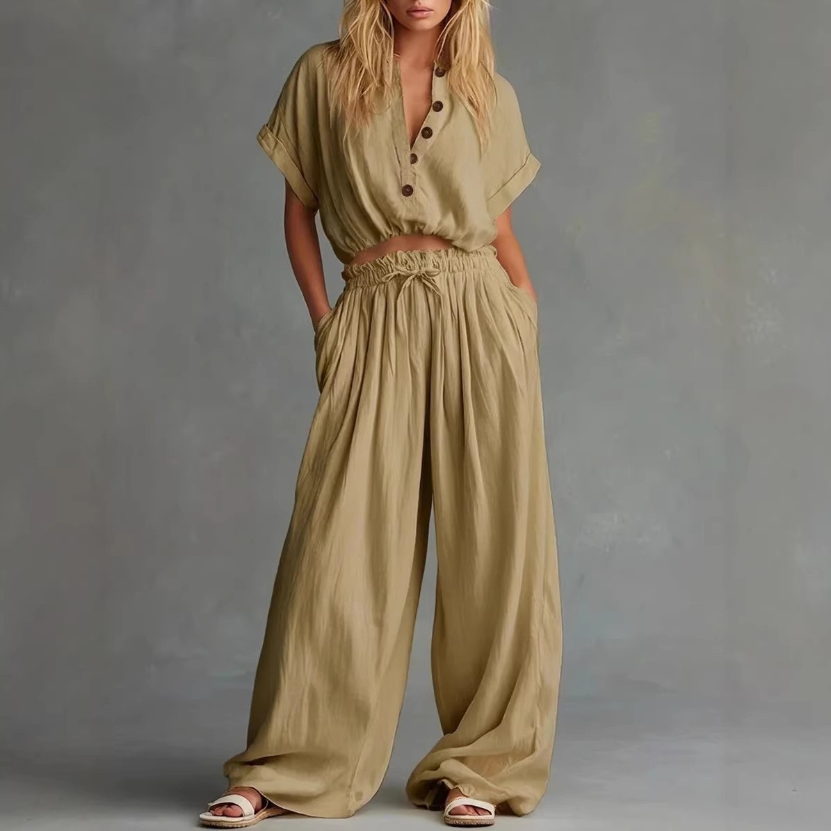 2-teiliges Set für Damen, Blus – Crop Blouse Linen Bewertung und Preis