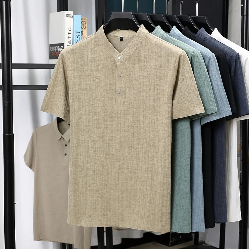 Herren-Hemden mit Stehkragen u – Summer Clothing Men Linen Bewertung und Preis