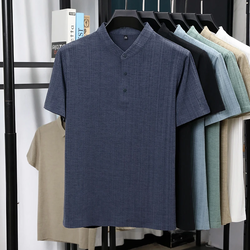 Herren-Hemden mit Stehkragen u – Summer Clothing Men Linen Bewertung und Preis