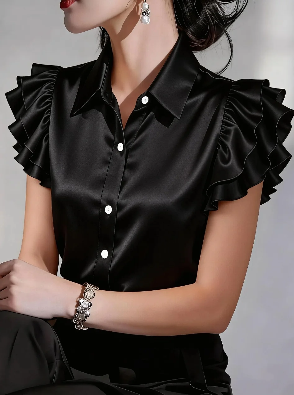 Elegante Damenbluse aus Satin  – Summer Clothing Work Bewertung und Preis