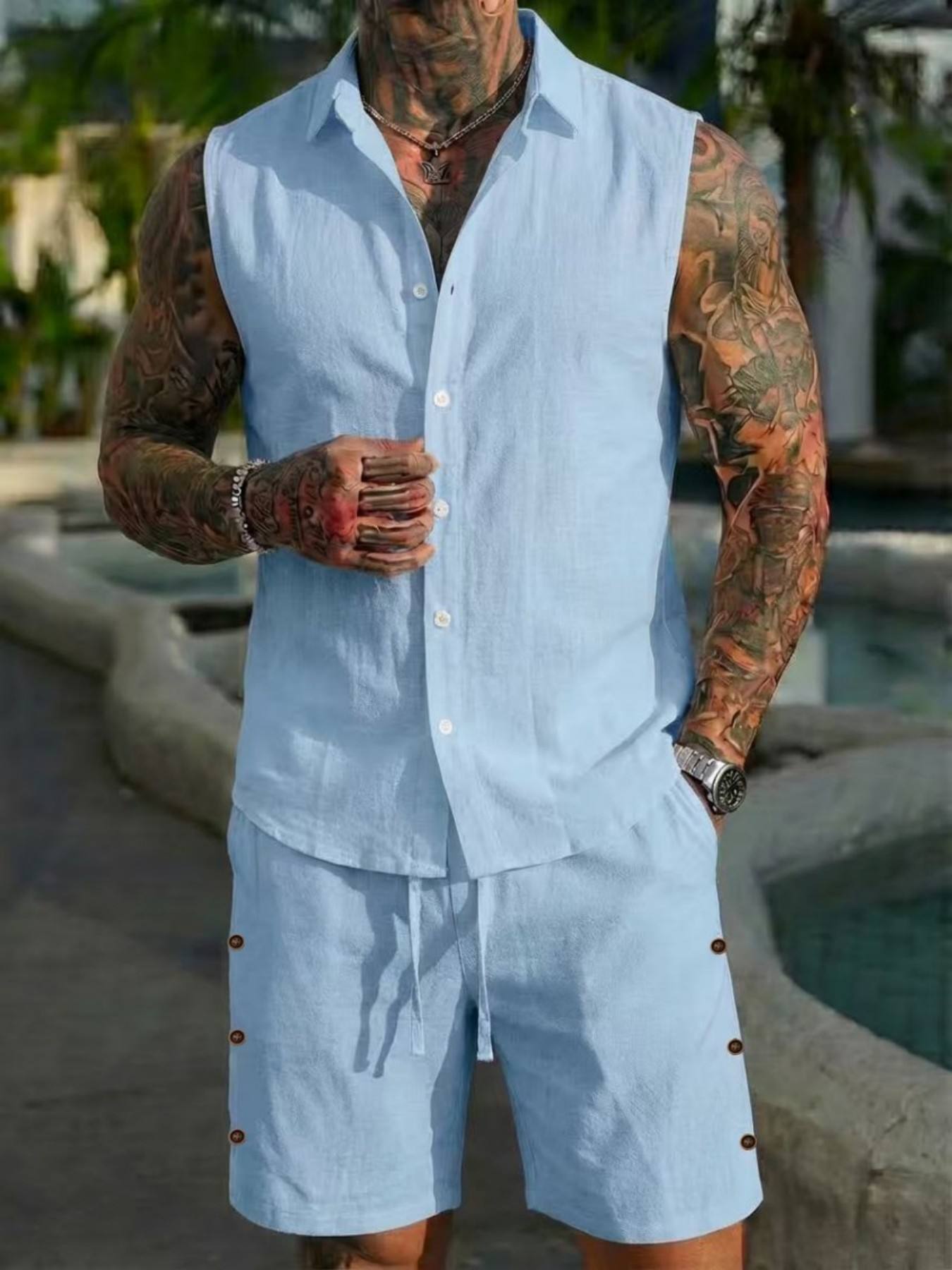 Sommer-Leinenhemd-Set für Herr – Summer Clothing Men Linen Bewertung und Preis
