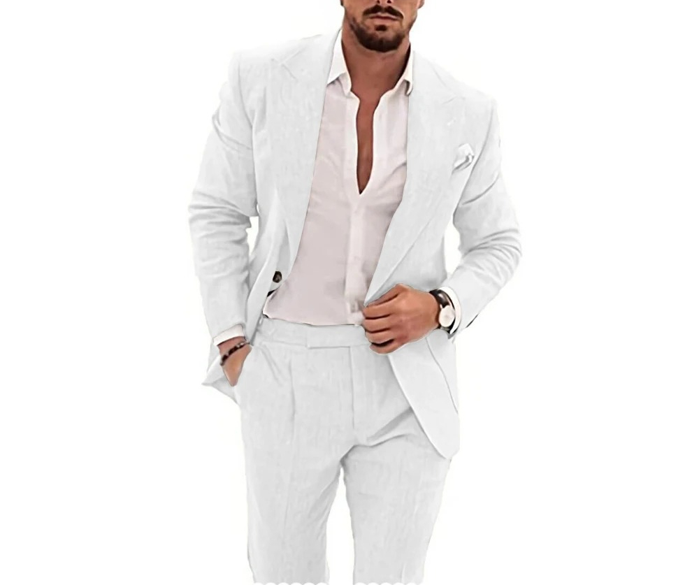 Lässige Herren-Leinenanzüge 2- – Summer Clothing Men Linen Bewertung und Preis