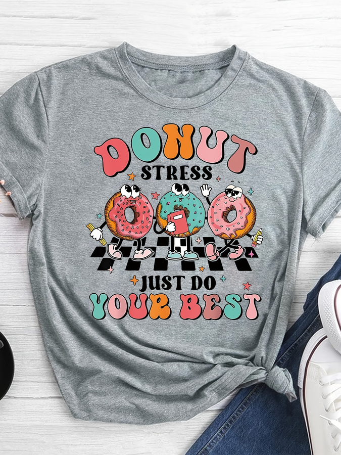 T-Shirt mit Cartoon-Donut-Prin – Summer Clothing Trends 2025 Bewertung und Preis