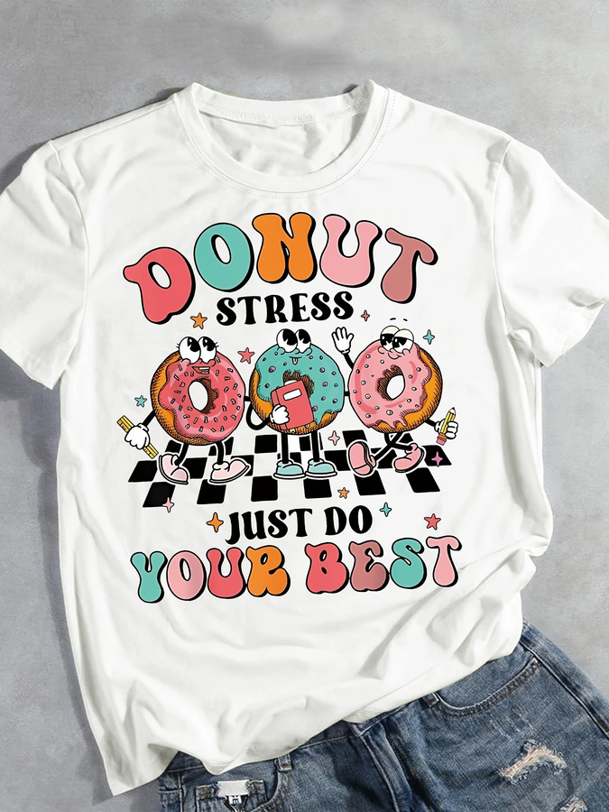 T-Shirt mit Cartoon-Donut-Prin – Summer Clothing Trends 2025 Bewertung und Preis