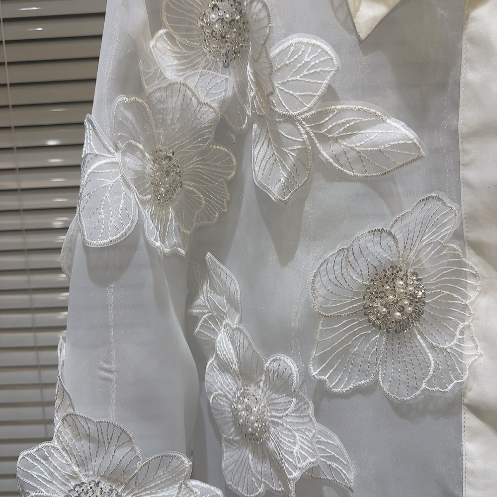 Frühling Pailletten 3D Blumen  – Crop Blouse Linen Bewertung und Preis