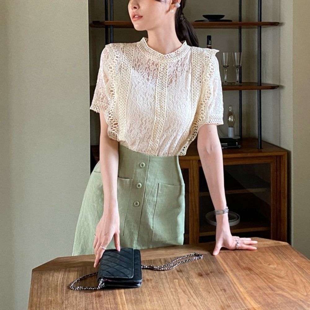 Elegante, süße Kurzarm-Spitzen – Crop Blouse Linen Bewertung und Preis
