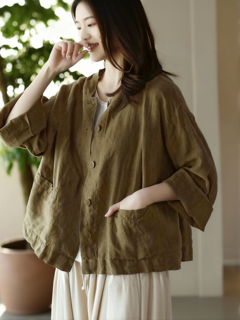 Vintage Baumwoll-Leinen Kapuze – Crop Blouse Linen Bewertung und Preis
