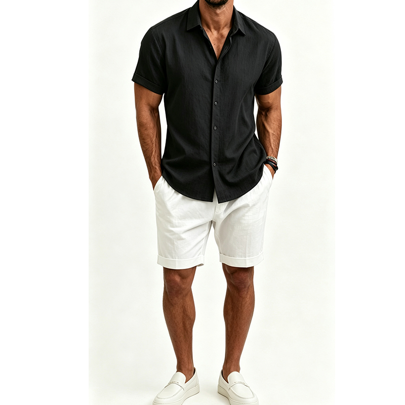 Herren Baumwoll-Leinen-Hemdset – Linen Shorts Men Bewertung und Preis