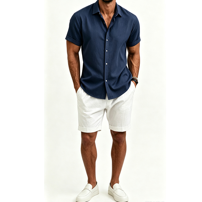 Herren Baumwoll-Leinen-Hemdset – Linen Shorts Men Bewertung und Preis
