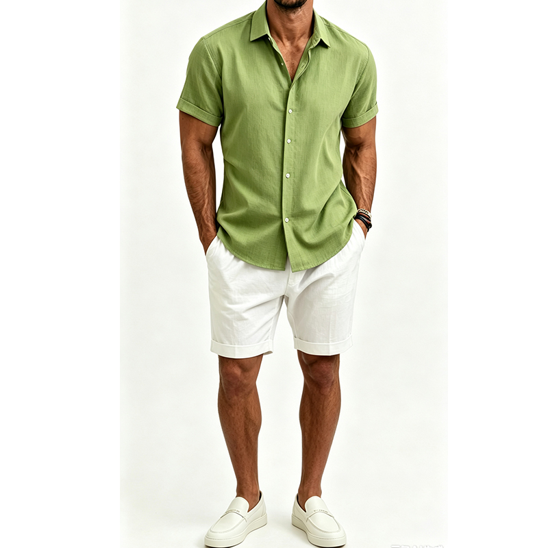 Herren Baumwoll-Leinen-Hemdset – Linen Shorts Men Bewertung und Preis