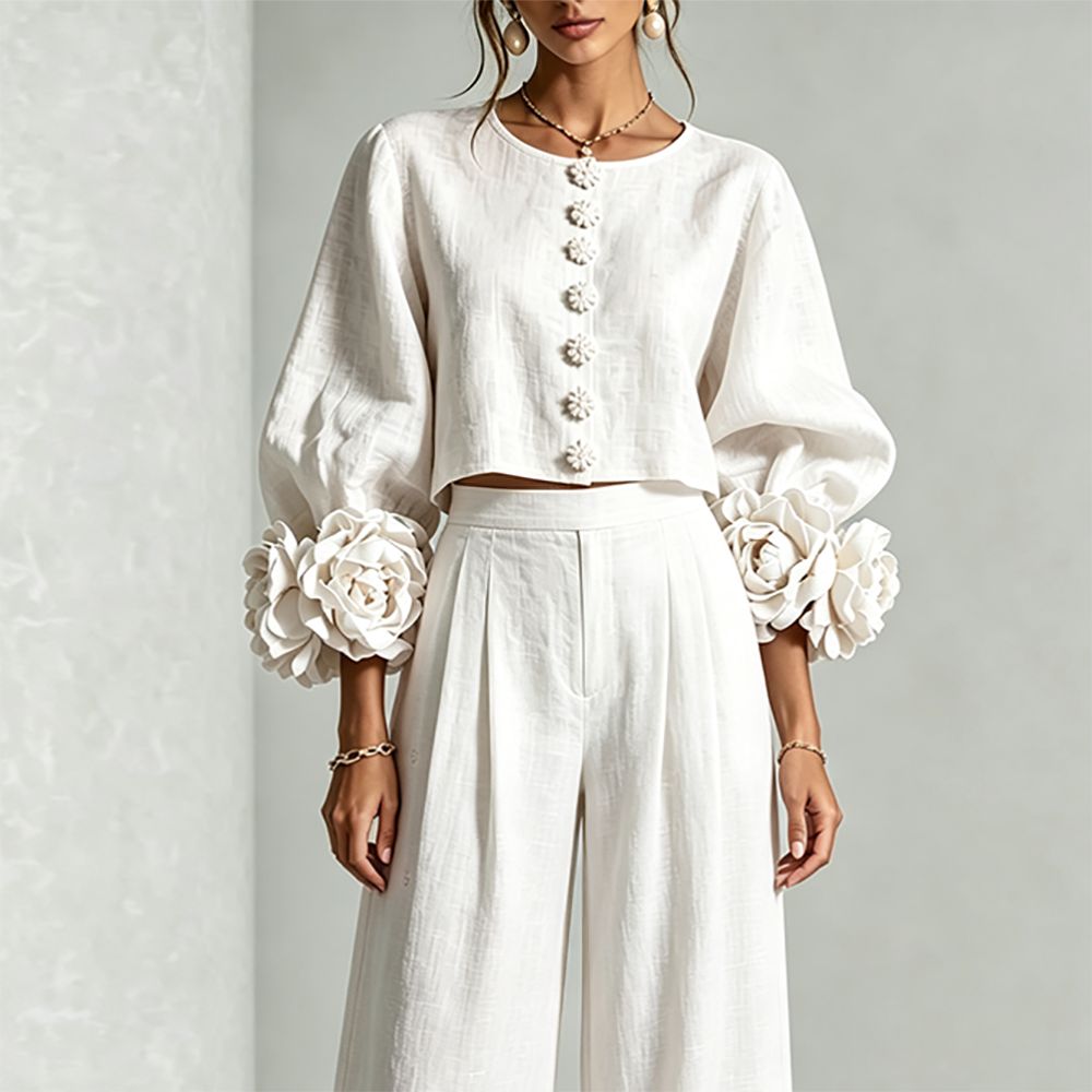 Damen-Set aus Leinen, bestehen – Crop Blouse Linen Bewertung und Preis